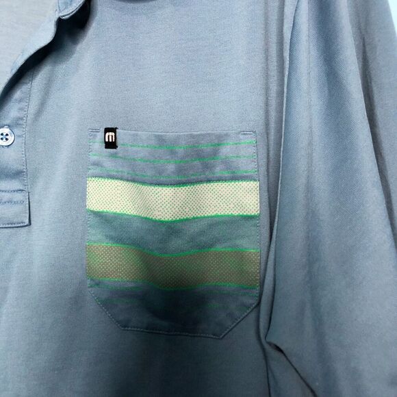 Travis Matthew Shirt Mens Extra Extra Large XXL Blue Polo Golf Embroidered Pima - Picture 5 of 8